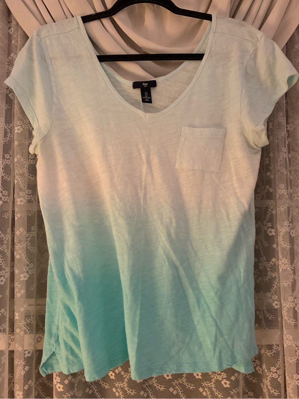 GAP Women's Ombre Mint-to-Aqua Pocket Tee
